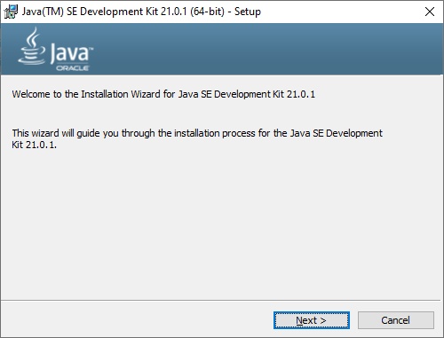 Oracle JDK 21 setup program windows