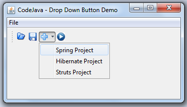 Swing Drop Down Button Demo