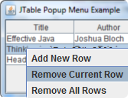 JTable popup menu example