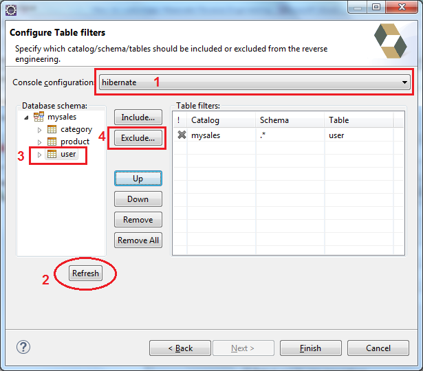 Configure Table filters