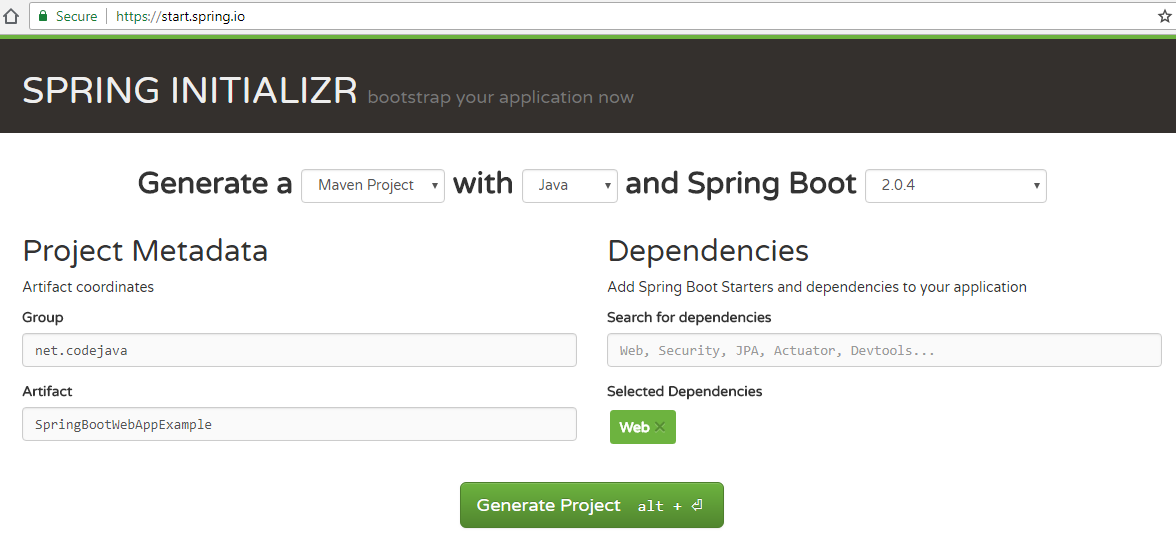 java web application spring