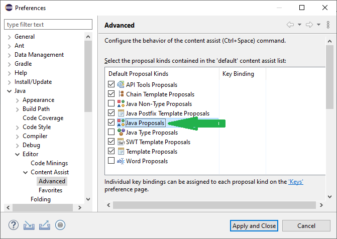 Solved eclipse auto completion not working