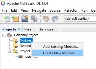 Create New Module Context Menu