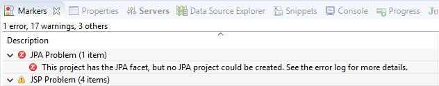 JPA Problem could not create project