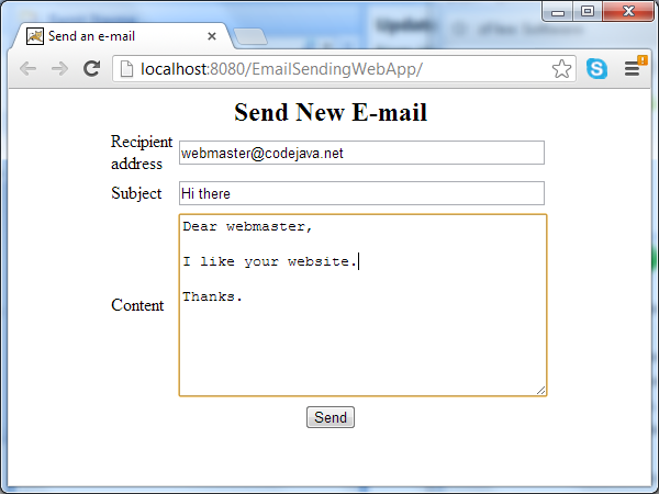 Send email. Localhost 8080. Send an email. Ирегулар вебс send. Установка Pickup - Hyperion Sender в WEBOS.