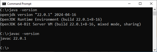 verify openjdk 22 on windows