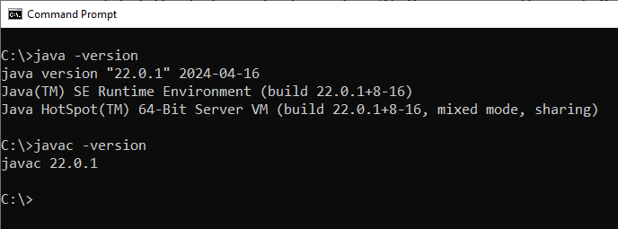 verify oracle jdk 22 on windows