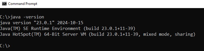 check java version in command prompt