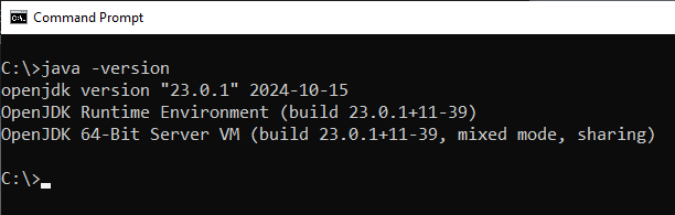 check openjdk 23 version on windows