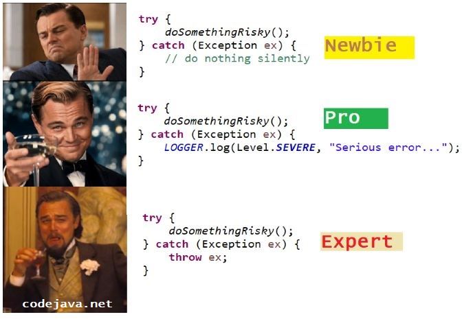 3 levels of try catch in Java