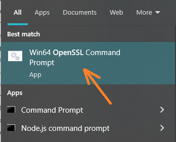 access openssl in start menu