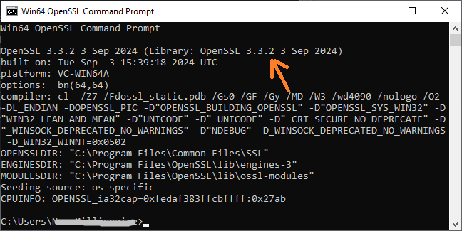 openssl command prompt verify installation