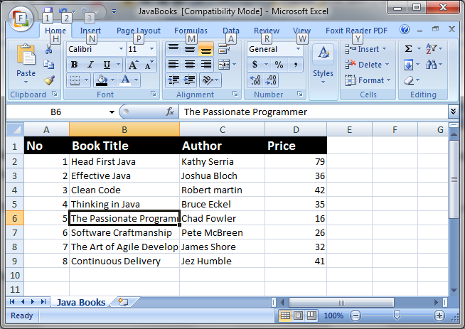 JAVA] Excel - POI (XSSFWorkbook Example)