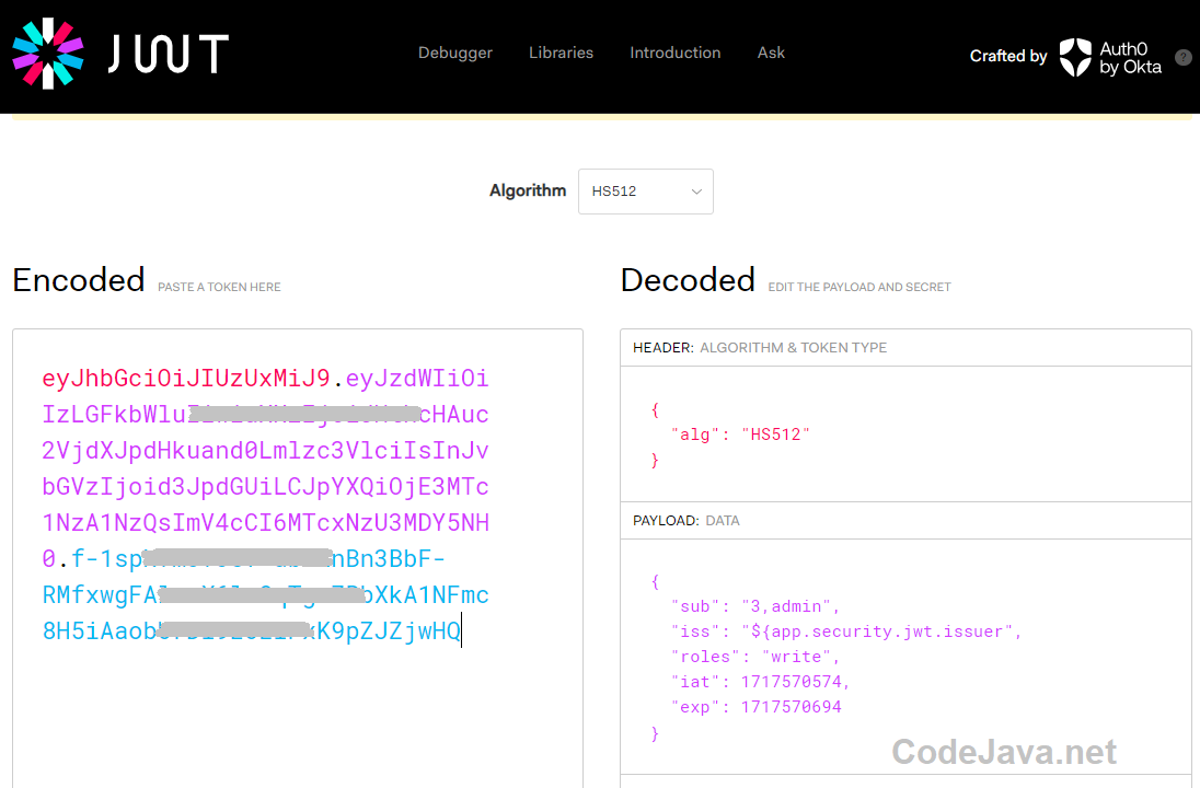 Decode JWT on JWT IO