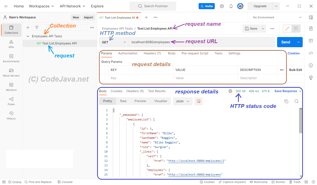 Postman test retrieve API