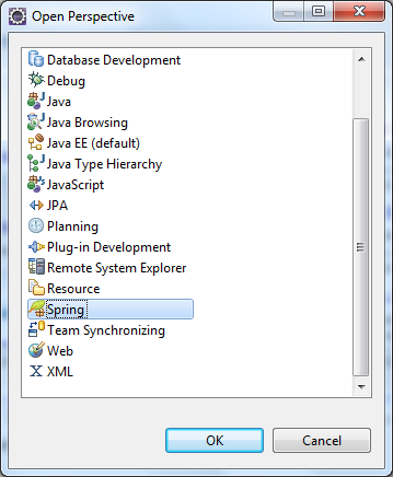 open Spring perspective